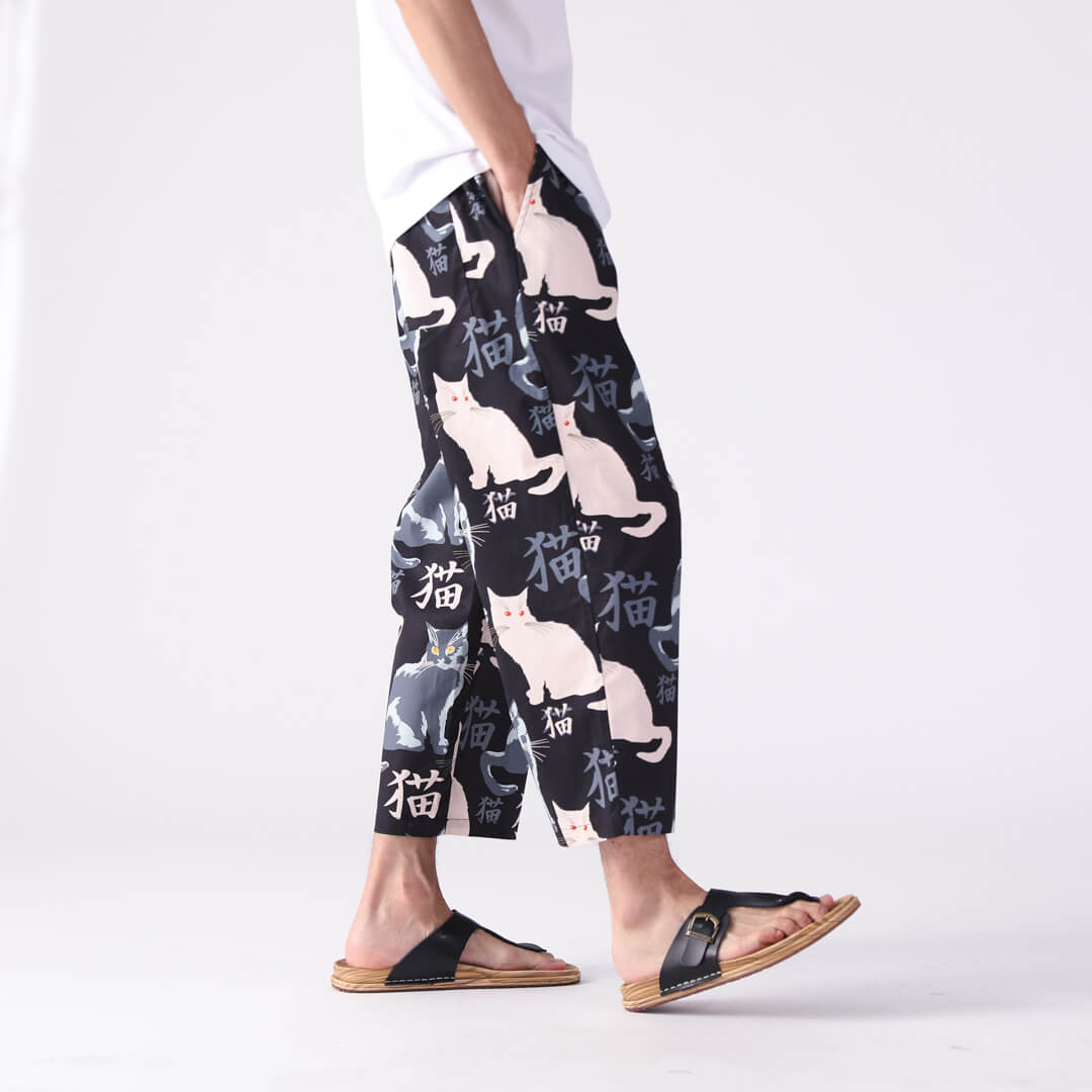 Amazon.com: Do-Fashion Japanese Traditional Samurai Style Kimono Loose  Casual Wide Leg Pants For Men Color1 M : Clothing, Shoes & Jewelry